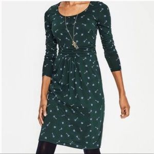Boden Mabel Lock and Key Dress Trinket Print Jersey Green Pockets Long Sleeve 4